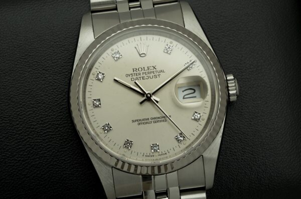 1989 Rolex Datejust 36mm 16234 "Silver Diamond Dial" with Active Rolex Service Warranty